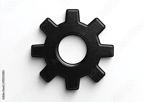 Black Gear Icon Illustration Minimalist Design High Contrast Geometric Shapes