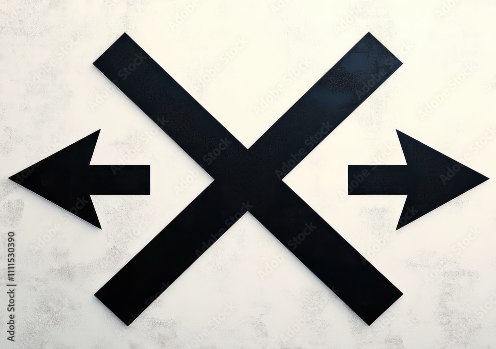 Black Arrow Icon with Directional Focus and Navigation Signage Black Arrow Icon with Directional Focus and Navigation Signage