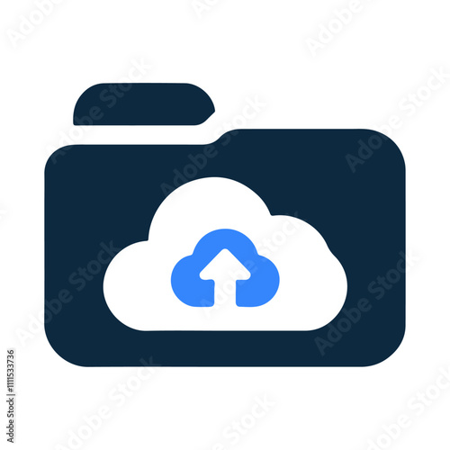 Black silhouette folder in cloud vector icon illustration design isolated on white