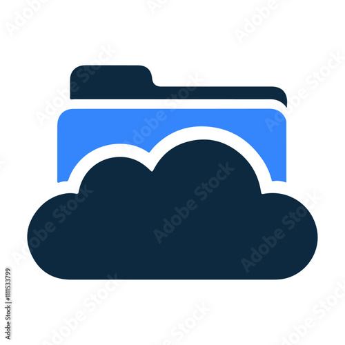 Black silhouette folder in cloud vector icon illustration design isolated on white