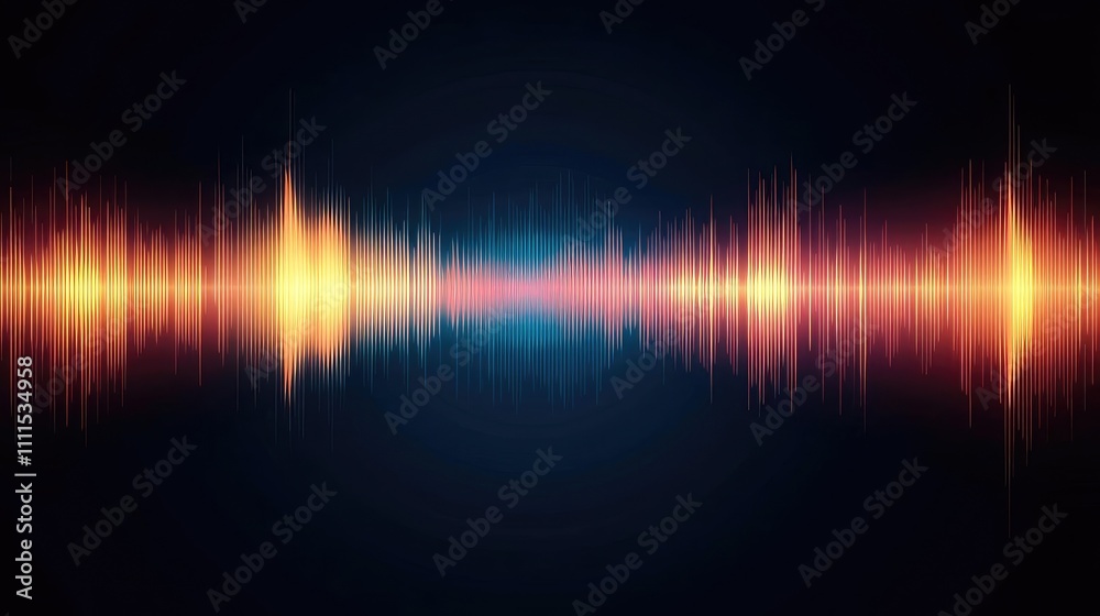 Colorful sound wave illustration on dark background, visually representing audio. Colorful sound wave illustration on dark background, visually representing audio.