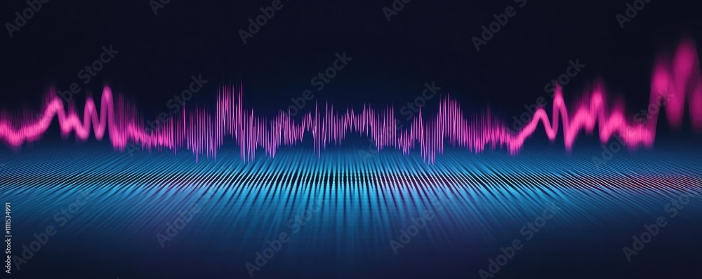 Colorful sound wave illustration on a dark background, digital art. Colorful sound wave illustration on a dark background, digital art.