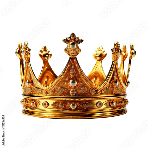 Golden crown on white background