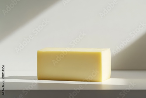 yellow cheese block rectangular shape smooth texture dairy product food photography photo