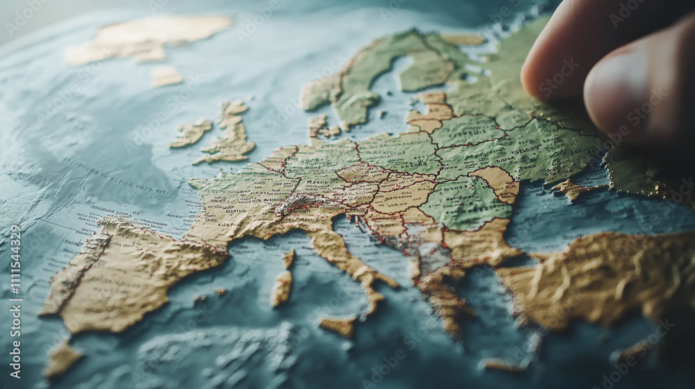 Exploring the intricate details of a topographic map of Europe Exploring the intricate details of a topographic map of Europe