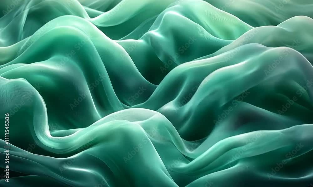 Soft, flowing fabric in shades of green, creating a tranquil effect. Soft, flowing fabric in shades of green, creating a tranquil effect.