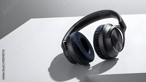 /imagine: A set of over-ear headphones, matte black with plush ear cushions, resting against a pure white background --ar 3:2 --v 4