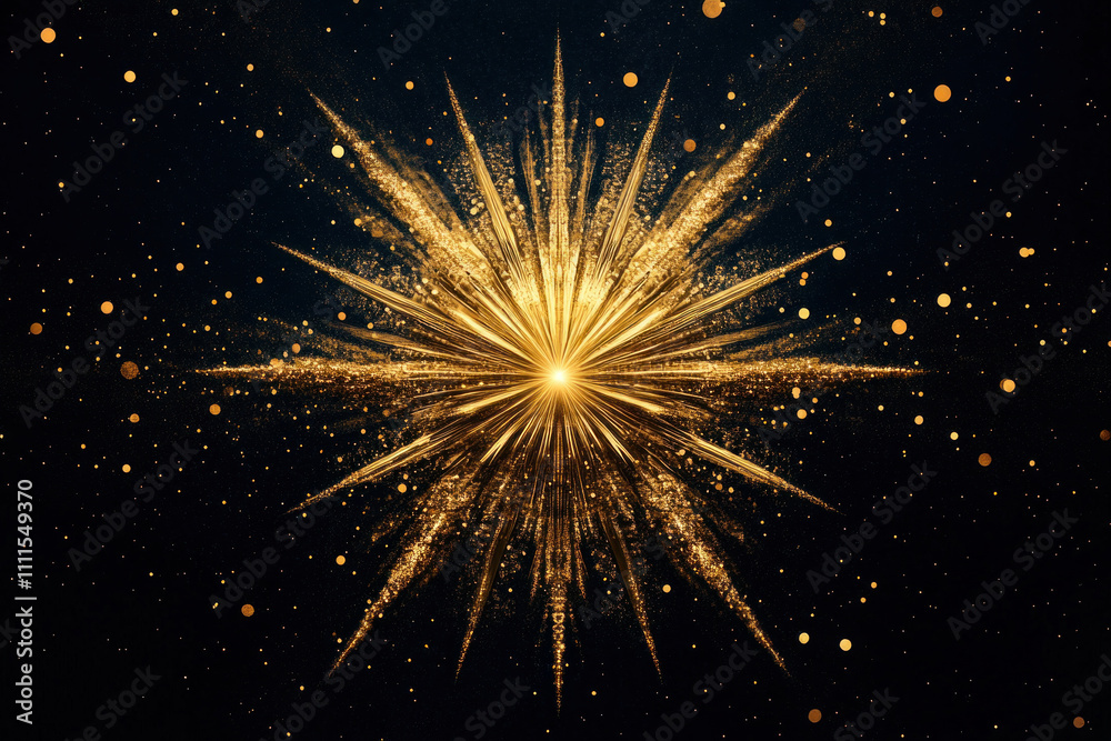 Obraz premium Gold fireworks illuminating the dark sky with dazzling sparks.