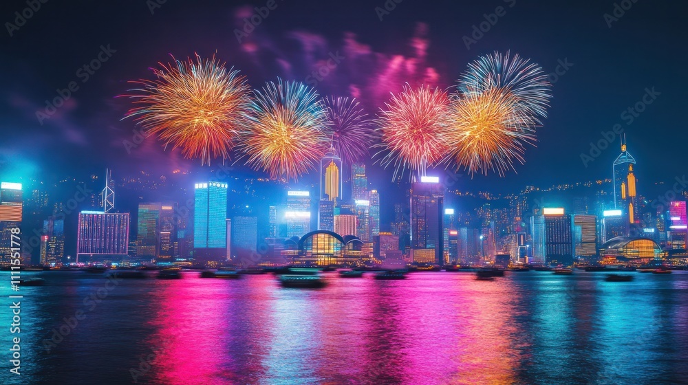 Obraz premium Fireworks in a vibrant display for Chinese New Year