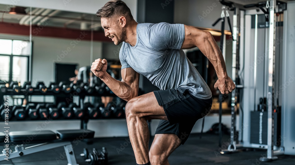 A man working in gym A man working in gym