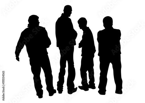 Big crowds people walking on white background