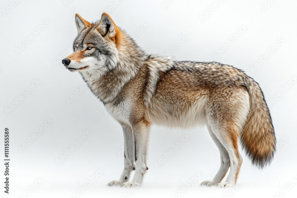 Naklejka premium Majestic Gray Wolf Standing in Winter Snow