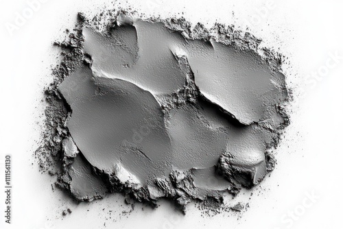 Gray Clay Texture Close-up Smooth Rough Edges Minimalist High Contrast Top View Clean White Background