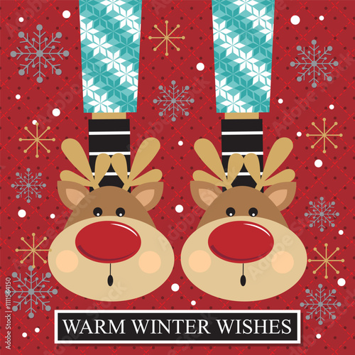 Christmas card design with reindeer shoes