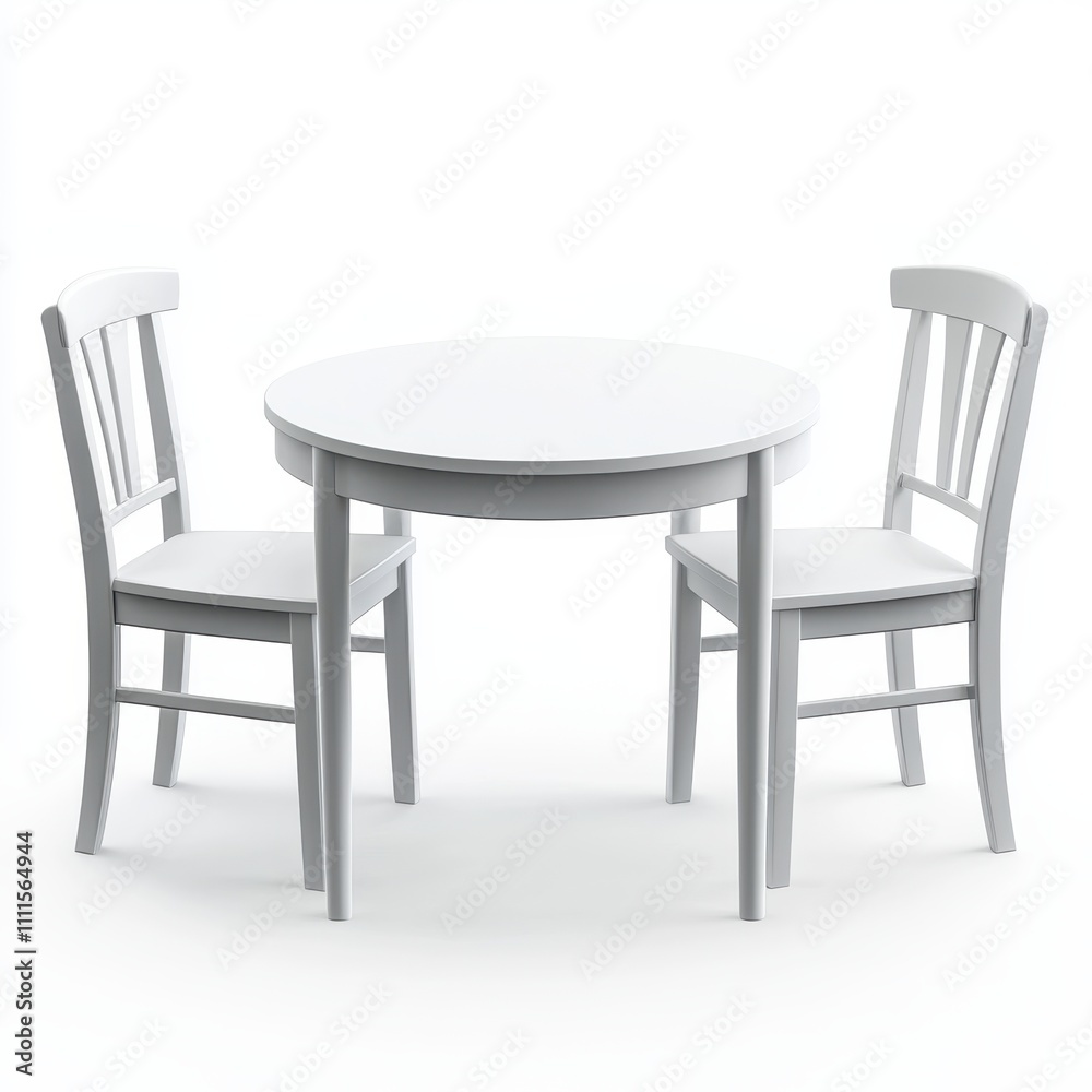 Modern white round table and chairs isolated on white background Modern white round table and chairs isolated on white background