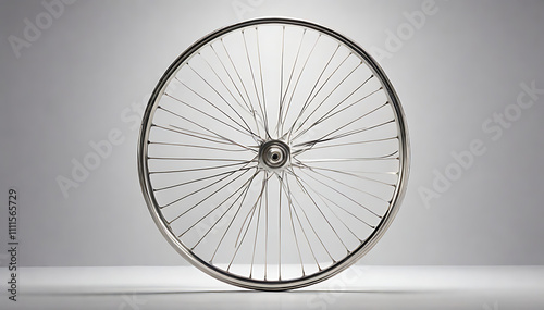 A single bicycle wheel drawn with thin, clean lines, where the spokes morph into rays of light as they extend outward.

 photo