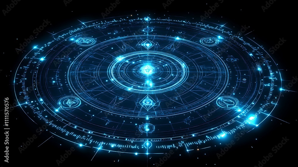Futuristic Blue Glowing Circular Tech Interface Futuristic Blue Glowing Circular Tech Interface