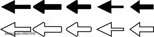 Arrows big black set icons. left arrow collection different arrows sign.  vector Different cursor arrow direction symbols in flat style.