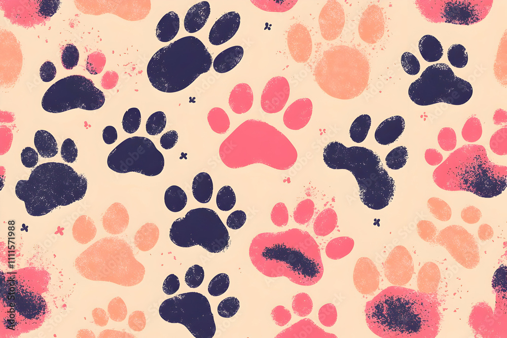 Fototapeta premium Paw Print Illustration Background