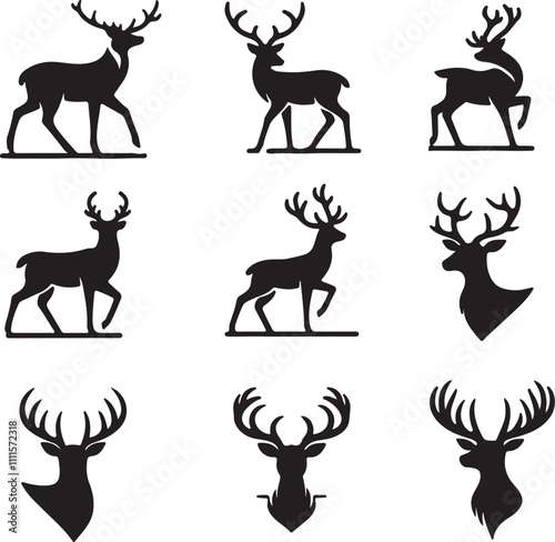 deer silhouette set