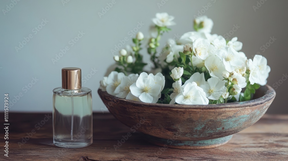 Elegant Floral Arrangement with Perfume Bottle Elegant Floral Arrangement with Perfume Bottle