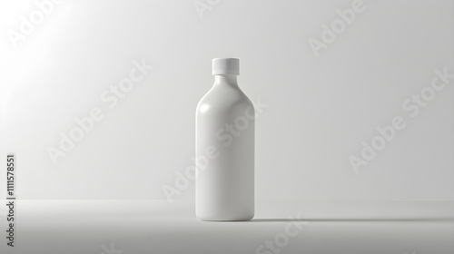 Minimalist Aesthetic of Opaque White Glass Bottle on a White Canvas