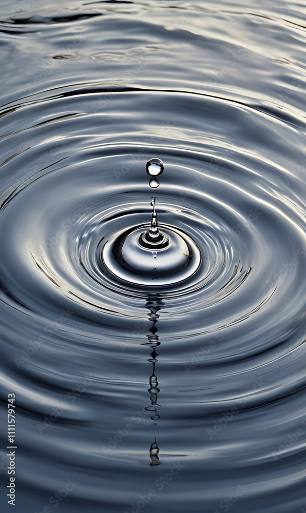 A single droplet of water depicted as a perfect teardrop shape, with ripples spreading outward in evenly spaced concentric circles.
A single droplet of water depicted as a perfect teardrop shape, with ripples spreading outward in evenly spaced concentric circles.