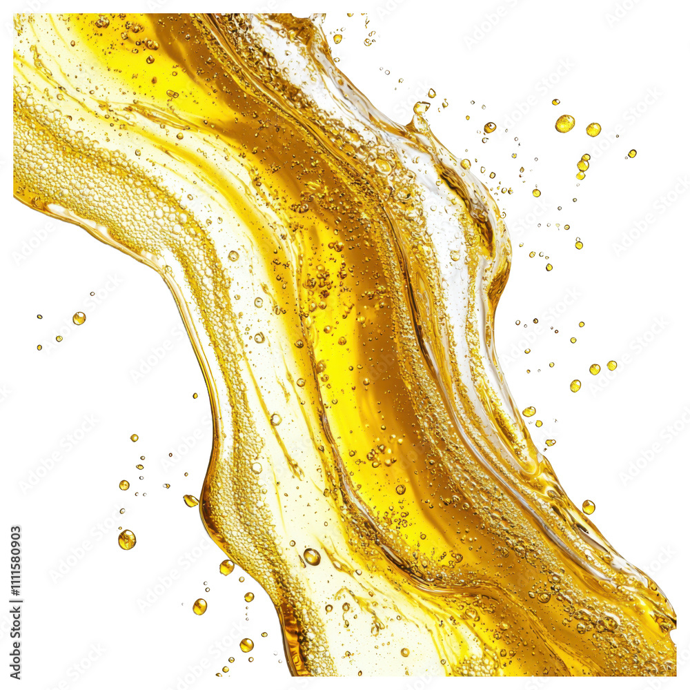Fototapeta premium Golden Liquid Splash Oil Beverage Flow Texture Background