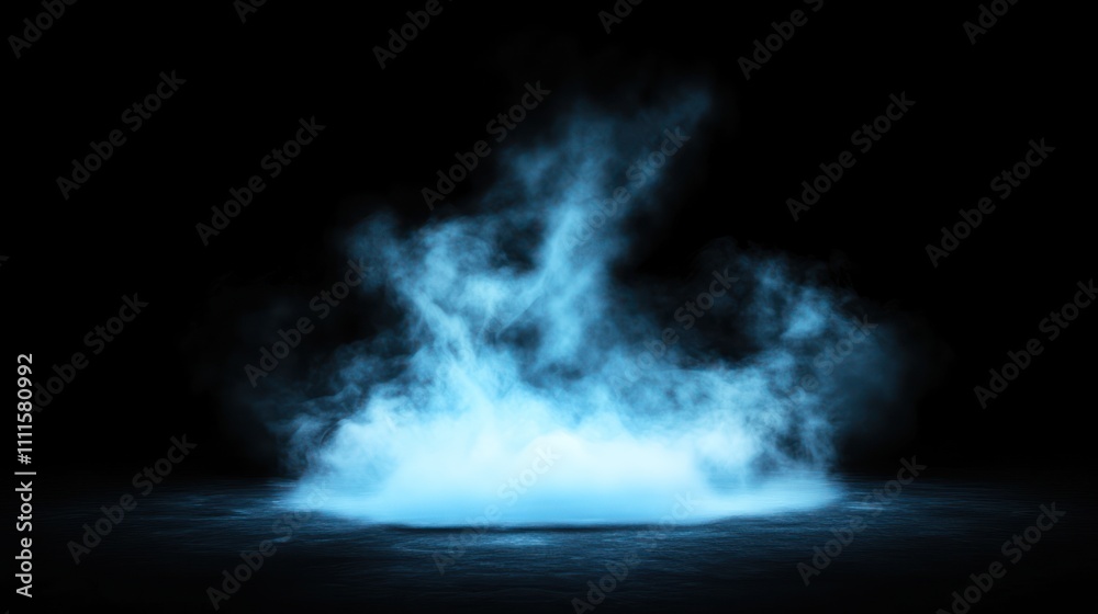Ethereal blue mist rising from a dark surface Ethereal blue mist rising from a dark surface