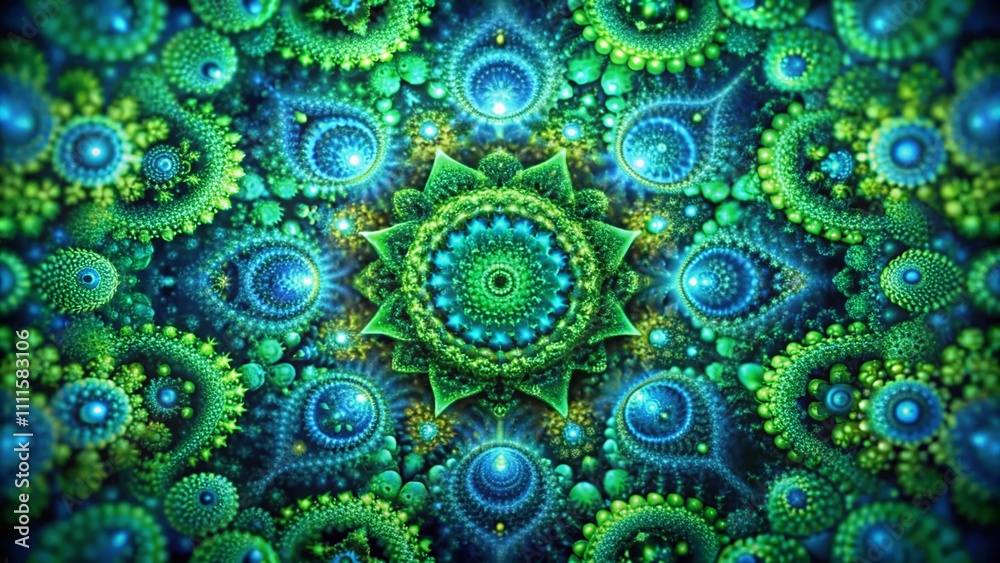 Drone Fractal Ornament Design - Green Blue Decorative Pattern Drone Fractal Ornament Design - Green Blue Decorative Pattern