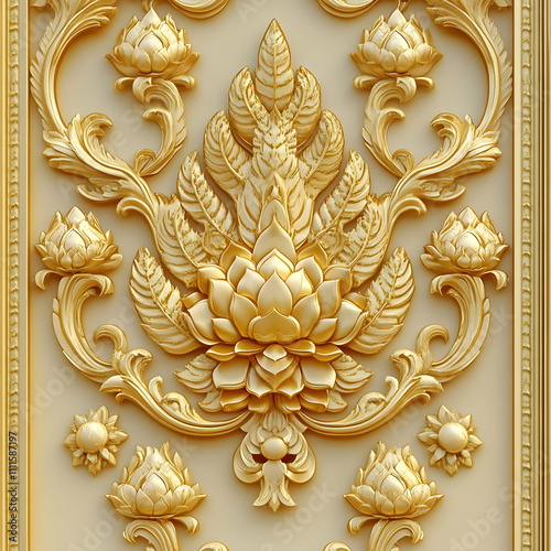 Golden Floral 3D Illustration