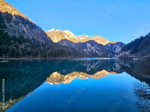 Natural scenery Mountain and river at Jiuzhaigou national park  photo