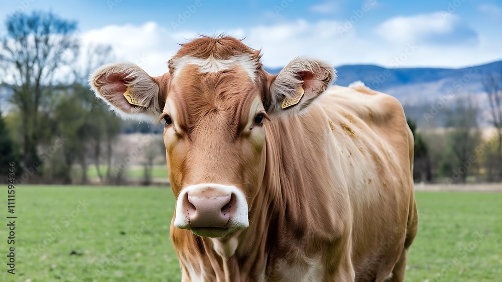 Portrait of cow in the farm Portrait of cow in the farm
