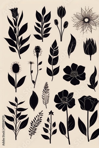 Timeless Flower Silhouettes Vector Bundle
 photo