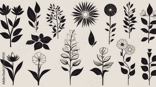 Timeless Flower Silhouettes Vector Bundle
 photo