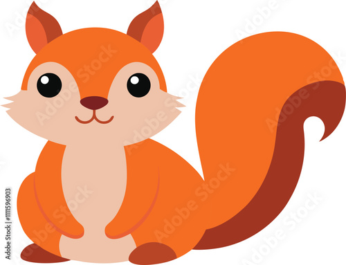 Adorable Orange Squirrel Cartoon Illustration, Cute Animal Design