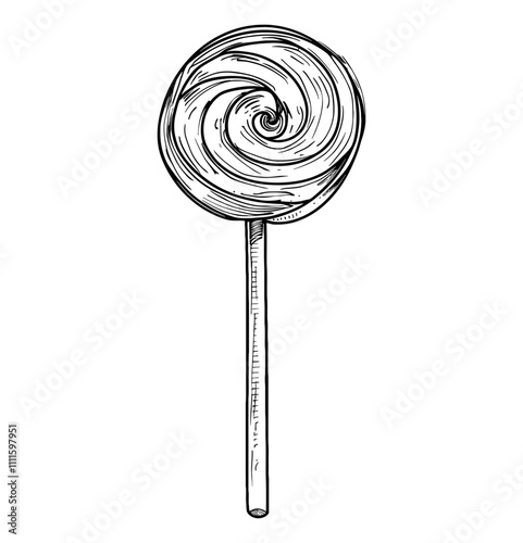 lollipop engraving black and white outline
