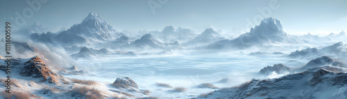 Wallpaper Mural Snowy mountain range shrouded in mist. Torontodigital.ca