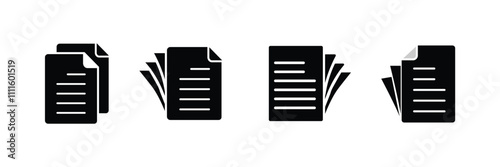 Paper documents icons set. Line sumbol. File icon. Folded written paper set. Line icon - stock vector.