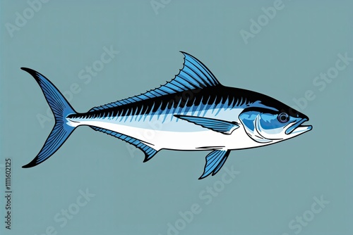 Sailfish Illustration: Elegant Swimmer in a Solid Color Backdrop, Grace of the Ocean photo