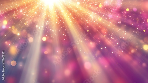 Abstract background with glowing light rays and bokeh effect.