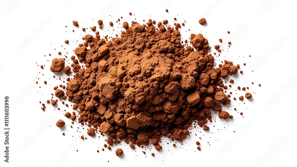 Pile cocoa powder isolated on white background Pile cocoa powder isolated on white background
