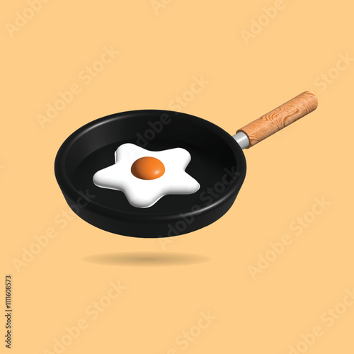 3d rendering fried eggs in a frying pan