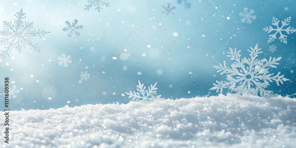 Winter Wonderland Sparkling Snowflakes Falling on a Pristine Snowdrift Winter Wonderland Sparkling Snowflakes Falling on a Pristine Snowdrift