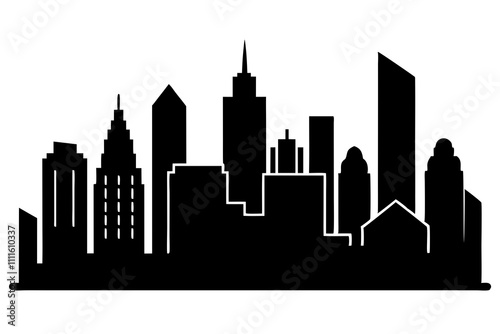 City skyline | isolated vector silhouette illustration on white background