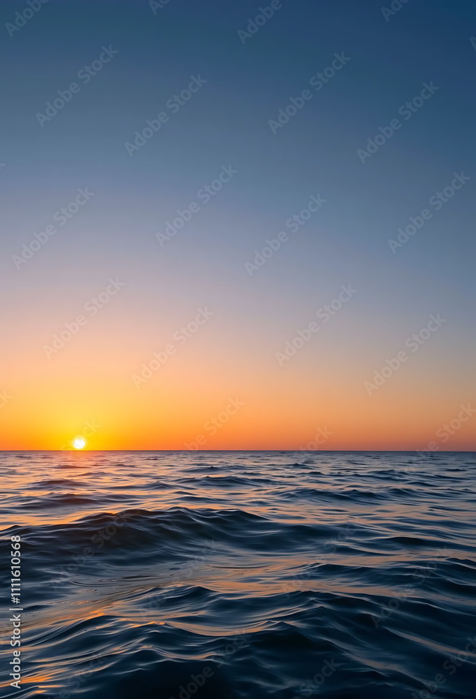 Serene blue ocean waves at sunset with a golden horizon phone background wallpaper Serene blue ocean waves at sunset with a golden horizon phone background wallpaper