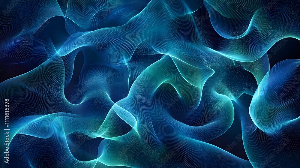 Obraz premium Abstract Blue and Green Wave Pattern Design
