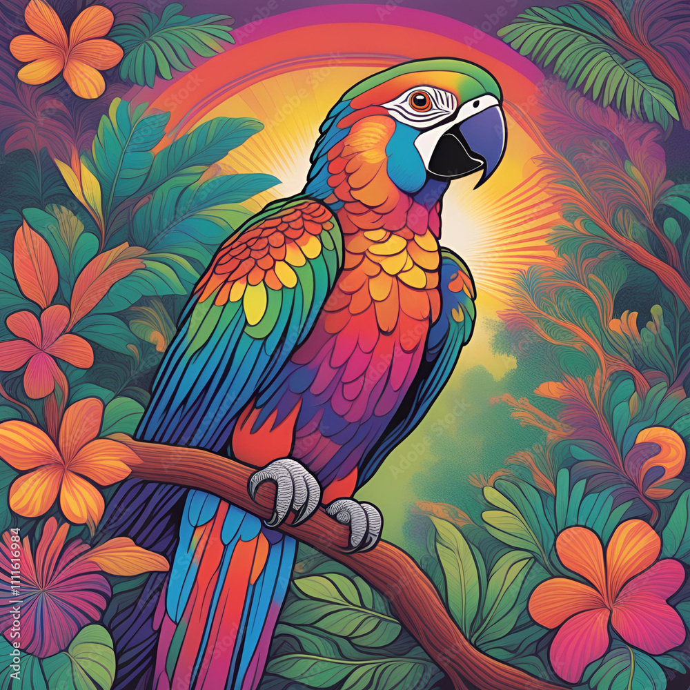 Fototapeta premium parrot on a branch