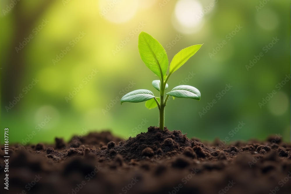 A single seedling emerges from rich soil, bathed in the warm glow of the morning sun. It symbolizes growth, new beginnings, and the potential for life. A single seedling emerges from rich soil, bathed in the warm glow of the morning sun. It symbolizes growth, new beginnings, and the potential for life.