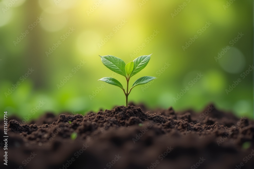 A single seedling emerges from rich soil, bathed in the warm glow of the morning sun. It symbolizes growth, new beginnings, and the potential for life. A single seedling emerges from rich soil, bathed in the warm glow of the morning sun. It symbolizes growth, new beginnings, and the potential for life.